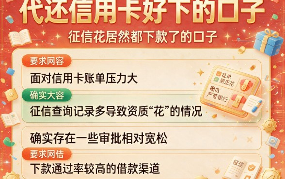 代还信用卡好下的口子,归纳五个征信花居然都下款了的口子