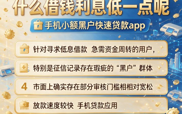 什么借钱利息低一点呢,概括五个手机小额黑户快速贷款app