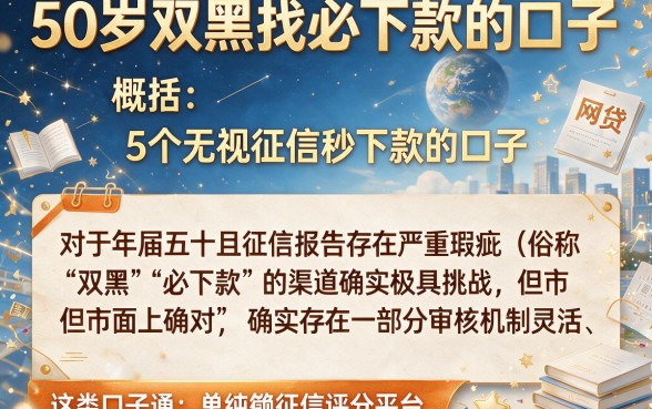 50岁双黑找必下款的口子,概括5个无视征信秒下款的口子