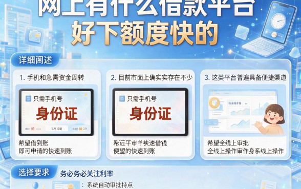 网上有什么借款平台好下额度快的,详细阐述五个手机和身份证快速借钱app