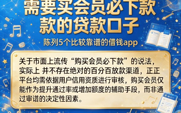 需要买会员必下款的贷款口子,陈列5个比较靠谱的借钱app