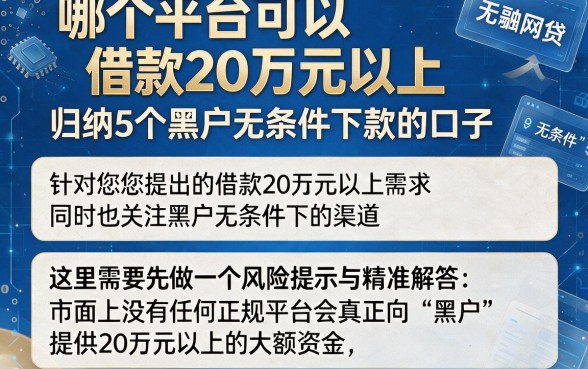 哪个平台可以借款20万元以上,归纳5个黑户无条件下款的口子