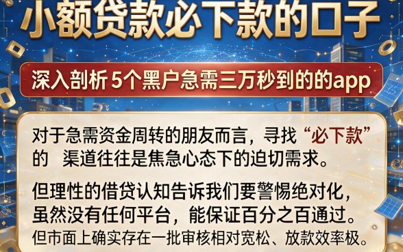小额贷款必下款的口子,深入剖析5个黑户急需三万秒到的的app