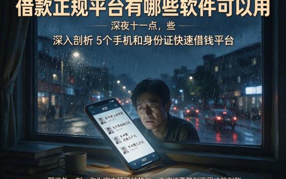 借款正规平台有哪些软件可以用,深入剖析5个手机和身份证快速借钱平台