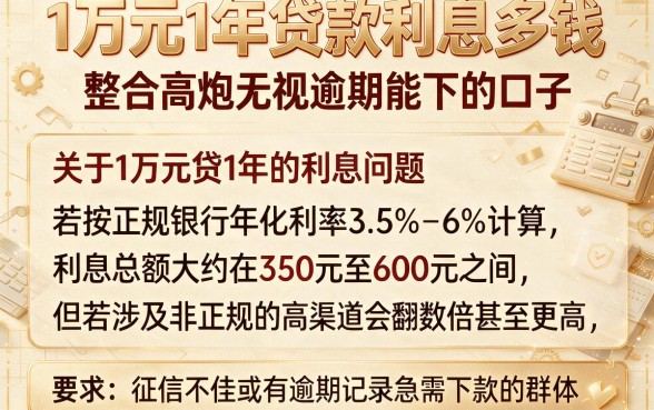 1万元1年贷款利息多钱,整合五个高炮无视逾期能下的口子