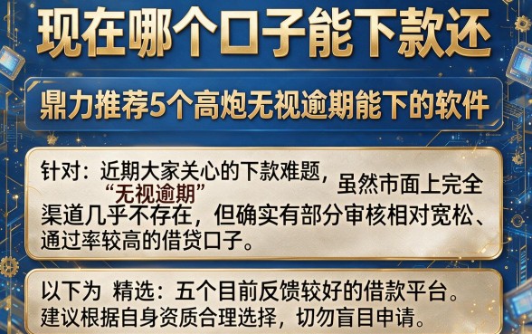 现在哪个口子能下款还，鼎力推荐5个高炮无视逾期能下的软件
