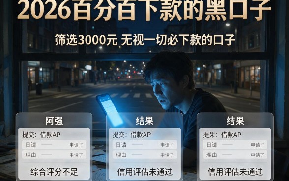 2026百分百下款的黑口子,筛选五个3000元无视一切必下款的口子
