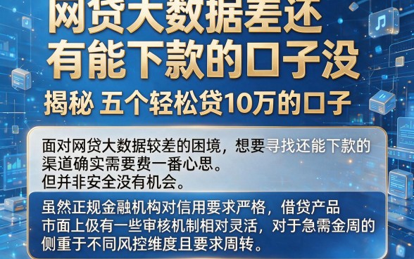 网贷大数据差还有能下款的口子没,揭秘五个轻松贷10万的口子