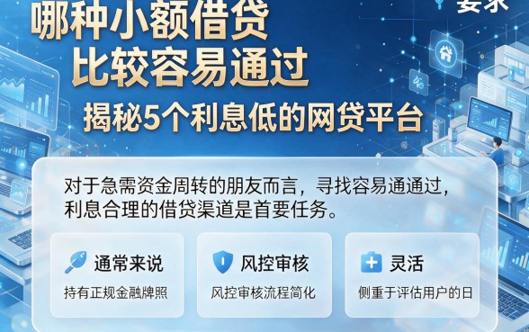 哪种小额借贷比较容易通过，揭秘5个利息低的网贷平台