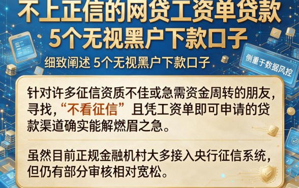 不上正信的网贷工资单贷款,细致阐述5个无视黑户下款口子