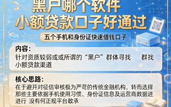黑户哪个软件小额贷款口子好通过，概览五个手机和身份证快速借钱口子