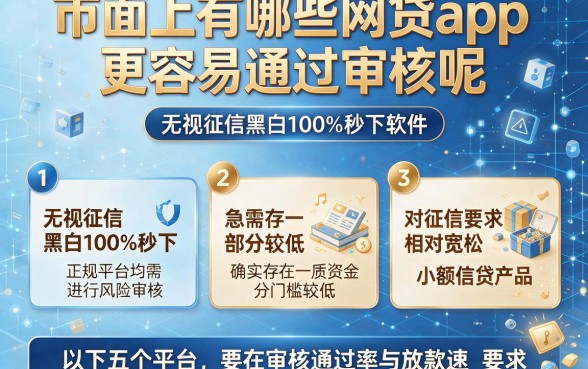 市面上有哪些网贷app更容易通过审核呢，理出5个无视征信黑白100%秒下软件
