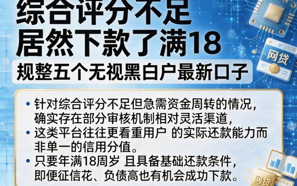 综合评分不足居然下款了满18,规整五个无视黑白户最新口子