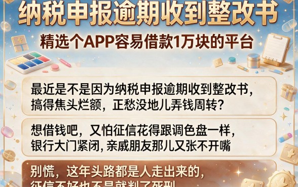 纳税申报逾期收到整改书,精选五个APP容易借款1万块的平台
