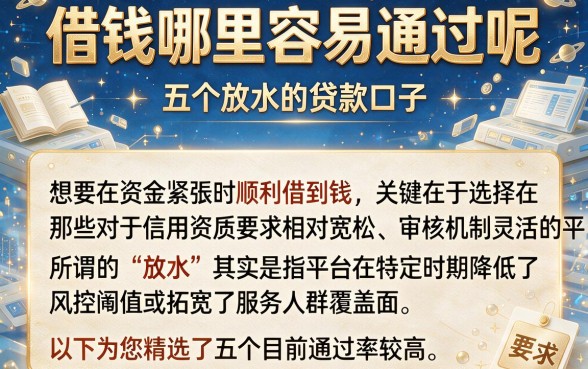 借钱哪里容易通过呢，概览五个放水的贷款口子