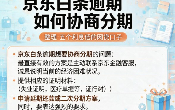 京东白条逾期如何协商分期,整理五个利息低的网贷口子