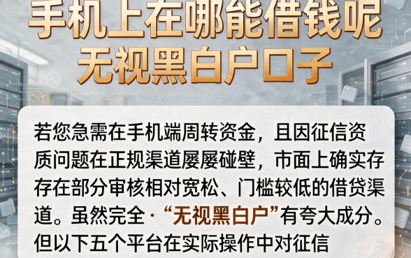 手机上在哪能借钱呢,规整5个无视黑白户口子