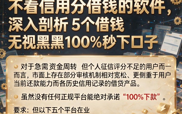 不看信用分借钱的软件,深入剖析5个借钱无视黑白100%秒下口子