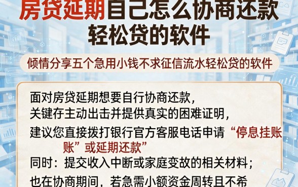 房贷延期自己怎么协商还款,倾情分享五个急用小钱不求征信流水轻松贷的软件
