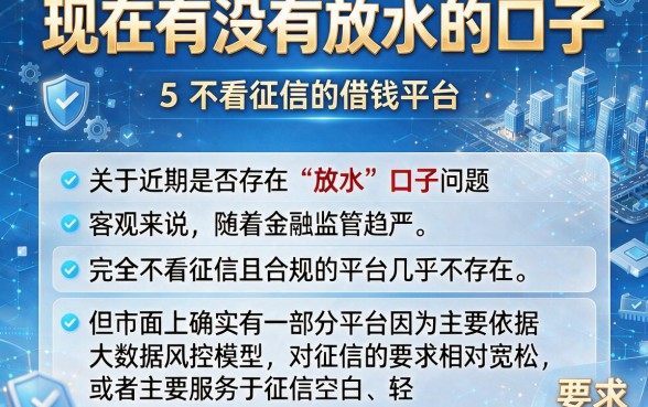 现在有没有放水的口子,概括5个不看征信的借钱平台