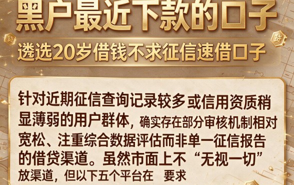 黑户最近下款的口子,遴选5个20岁借钱不求征信速借口子