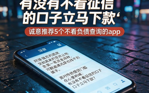 有没有不看征信的口子立马下款，诚意推荐5个不看负债查询的app