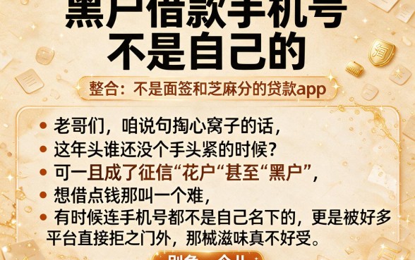 黑户借款手机号不是自己的,整合五个不用面签和芝麻分的贷款app