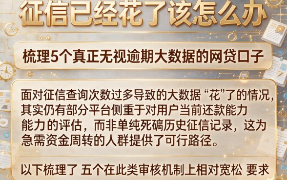 征信已经花了该怎么办，梳理5个真正无视逾期大数据的网贷口子