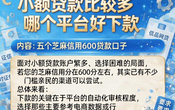 小额贷款比较多哪个平台好下款，概览五个芝麻信用600贷款口子