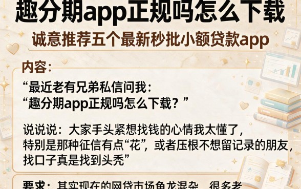 趣分期app正规吗怎么下载,诚意推荐五个最新秒批小额贷款app
