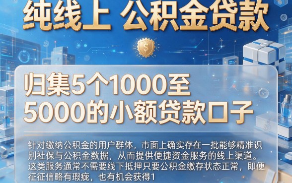 纯线上 公积金贷款,归集5个1000至5000的小额贷款口子