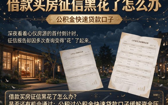 借款买房征信黑花了怎么办，规整五个公积金快速贷款口子
