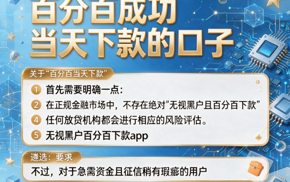 百分百成功当天下款的口子,遴选五个无视黑户百分百下款app