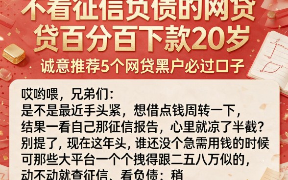 不看征信负债的网贷百分百下款20岁，诚意推荐5个网贷黑户必过口子
