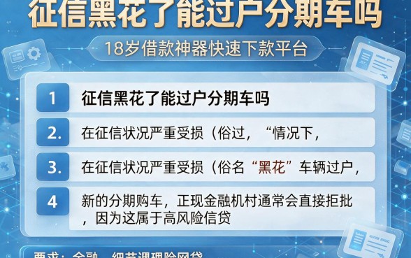 征信黑花了能过户分期车吗,详细阐述五个18岁借款神器快速下款平台