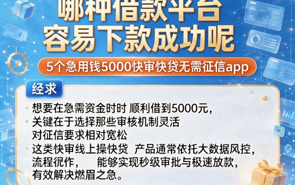 哪种借款平台容易下款成功呢,整理5个急用钱5000快审快贷无需征信app
