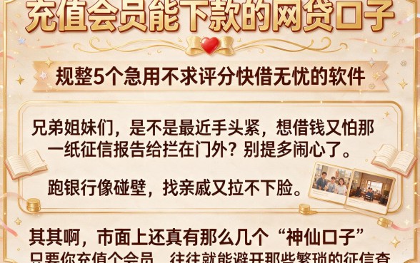 充值会员能下款的网贷口子,规整5个急用不求评分快借无忧的软件