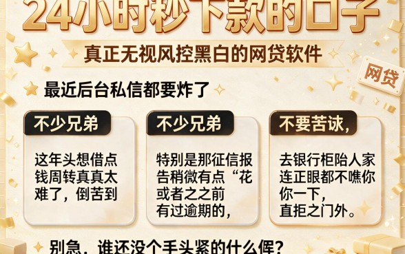 24小时秒下款的口子,罗列五个真正无视风控黑白的网贷软件