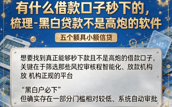 有什么借款口子秒下的，梳理五个黑白贷款不是高炮的软件