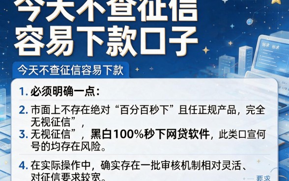 今天不查征信容易下款口子,详尽说明五个无视征信黑白100%秒下网贷软件