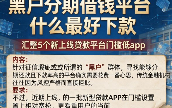 黑户分期借钱平台什么最好下款,汇整5个新上线贷款平台门槛低app