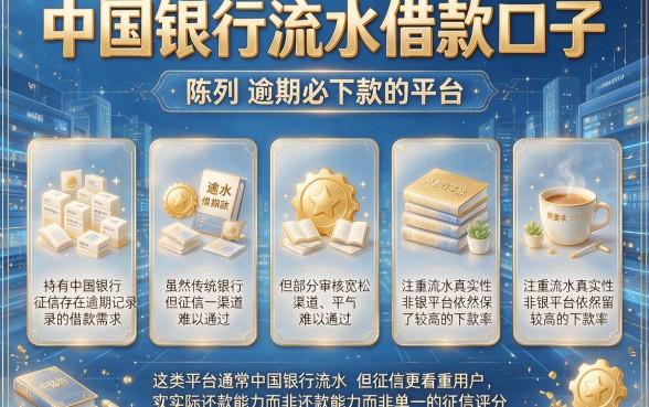 中国银行流水借款口子，陈列五个逾期必下款的平台