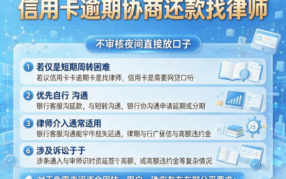 信用卡逾期协商还款找律师,详细阐述5个不审核夜间直接放款的网贷口子
