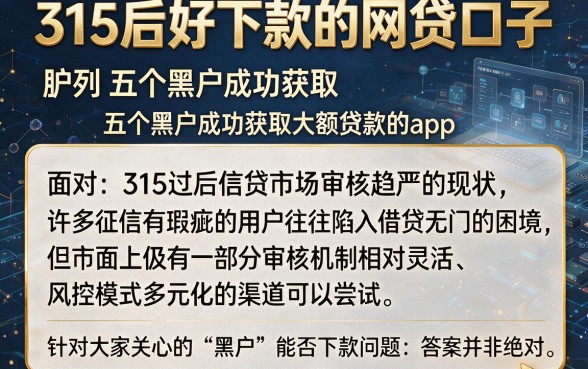 315后好下款的网贷口子,胪列五个黑户成功获取大额贷款的app
