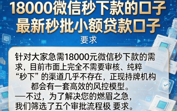 18000微信秒下款的口子,胪列五个最新秒批小额贷款口子