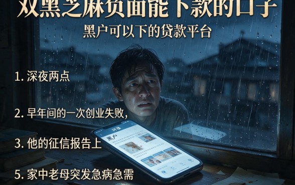 双黑芝麻负面能下款的口子，罗列5个黑户可以下的贷款平台