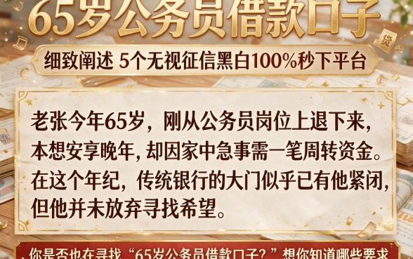 65岁公务员借款口子,细致阐述5个无视征信黑白100%秒下平台