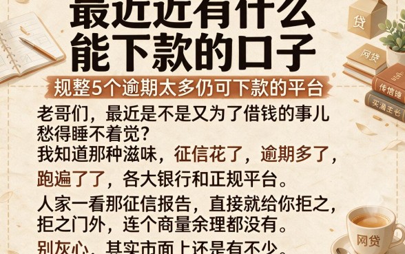 最近还有什么能下款的口子,规整5个逾期太多仍可下款的平台