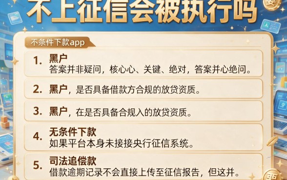 不上征信会被执行吗,详尽说明五个黑户无条件下款的app