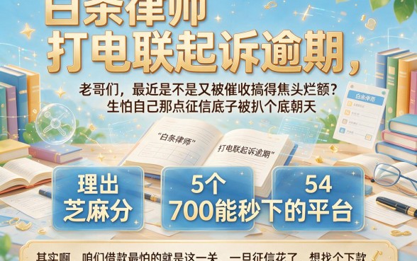 白条律师打电联起诉逾期，理出5个芝麻分700能秒下的平台
